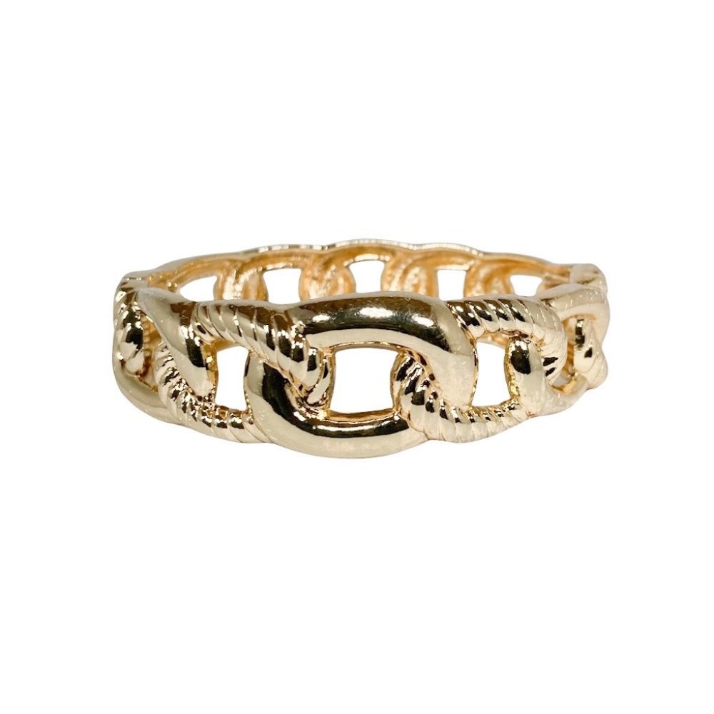 Gold Linked Bangle Hinge Bracelet